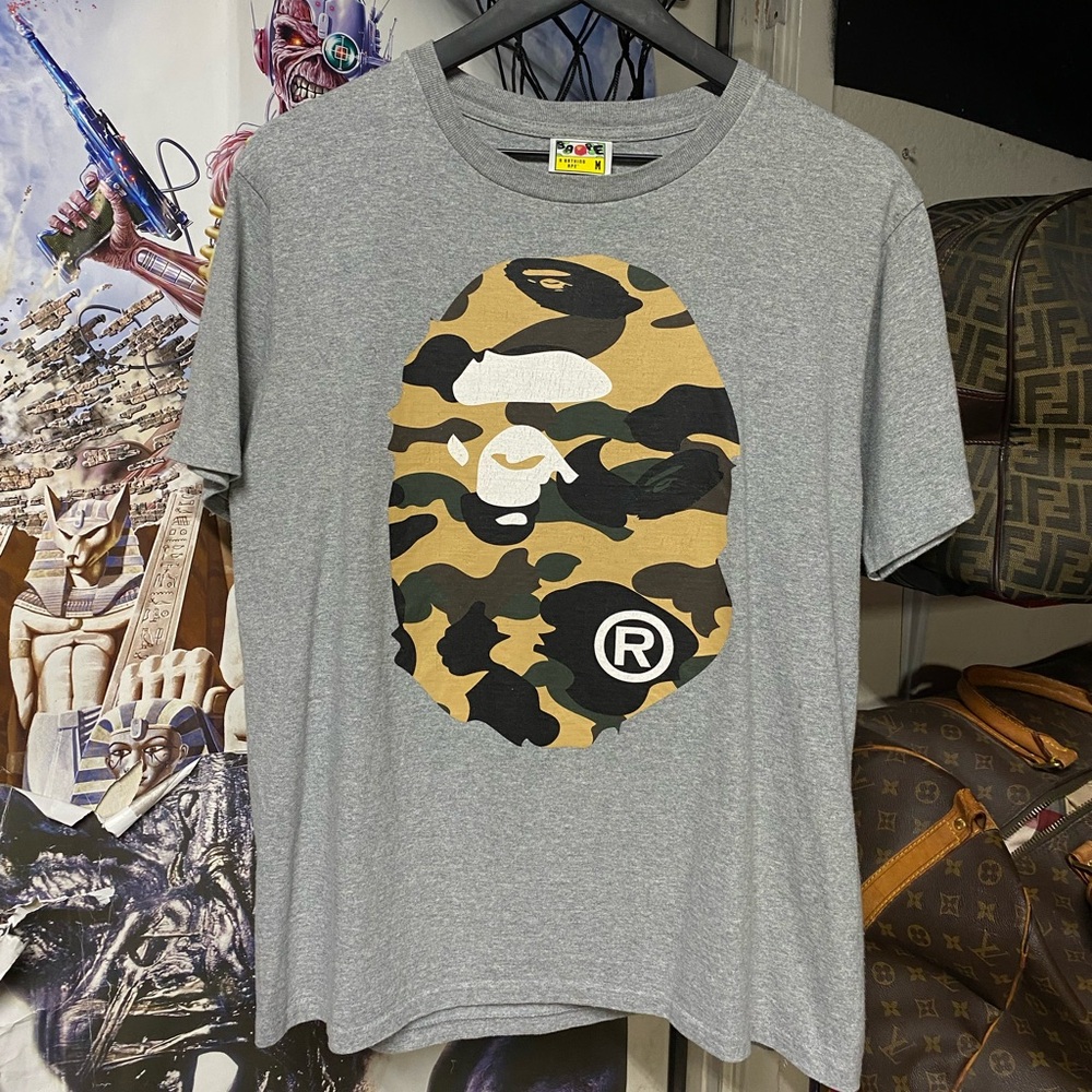 A Bathing Ape Yellow Camo Bape Head T-Shirt Size Fits Medium